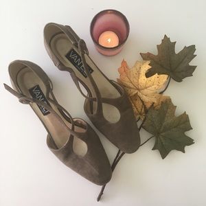 Van Eli Taupe Wrap Suede Flats